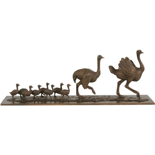 bronze sculpture OSTRICH FAMILY