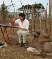 Sculpting baby camel Bibianna in Kenya