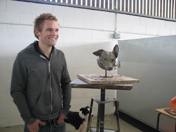 Matt May with his portrait of Rowan